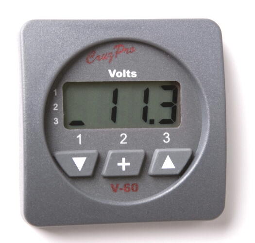 CruzPro V60 Digital Volts Gauge (Three Battery Bank)