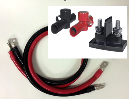 Battery Hookup Extension Kits 120Amps #2 Cables  and Junction Block
