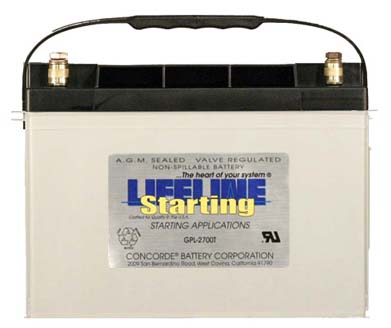 Lifeline GPL-2700T AGM Starting Battery 12V 95A-Hr- e Marine Systems