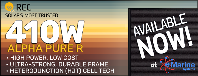 REC Alpha Pure R 410W Solar Panel, Available Now at eMarine!